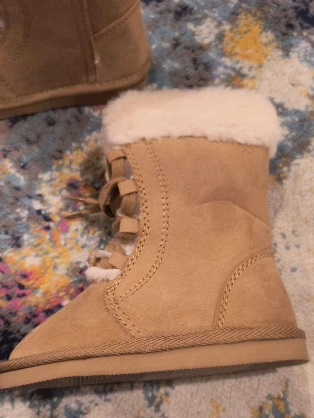 Old Navy Plush Faux Fur Bootie Slippers - Cream